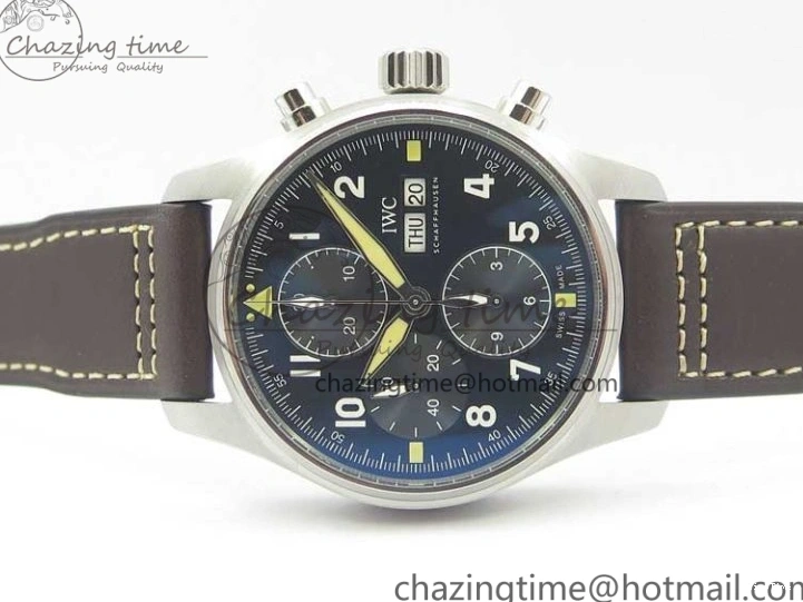 MIROTIME 0514 Pilot Chrono Spitfire IW387903 SS ZF 1:1 Best Edition Black Dial on Brown Leather Strap A OdorResistant 7127
